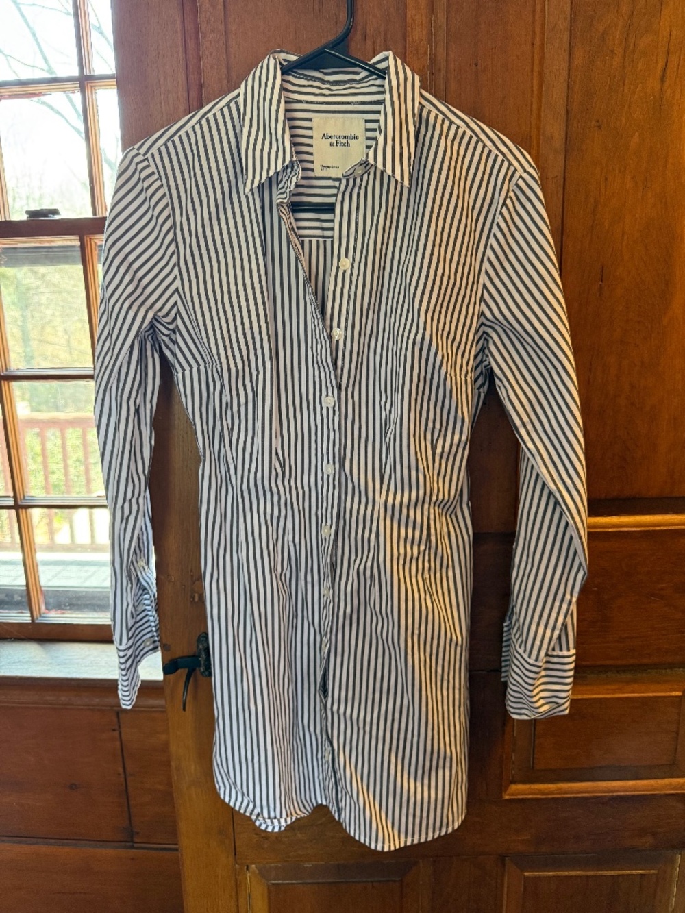 Abercrombie & Fitch Gray Striped Shirt Dress XSP